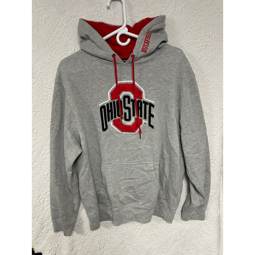 Ohio State Buckeyes Hoodie Scarlet & Gray Heather Gray Red XL Pullover